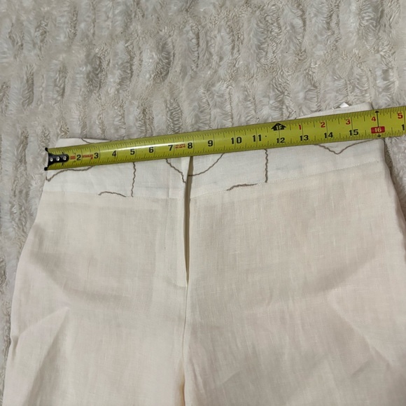 RENAISSANCE AVOCA Women’s Linen Cream Wide Leg High-Rise Pants - Picture 15 of 16